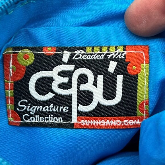 Cebu Signature Collection Beaded Art Statement Purse Handbag Blue Evening Party - Picture 4 of 7